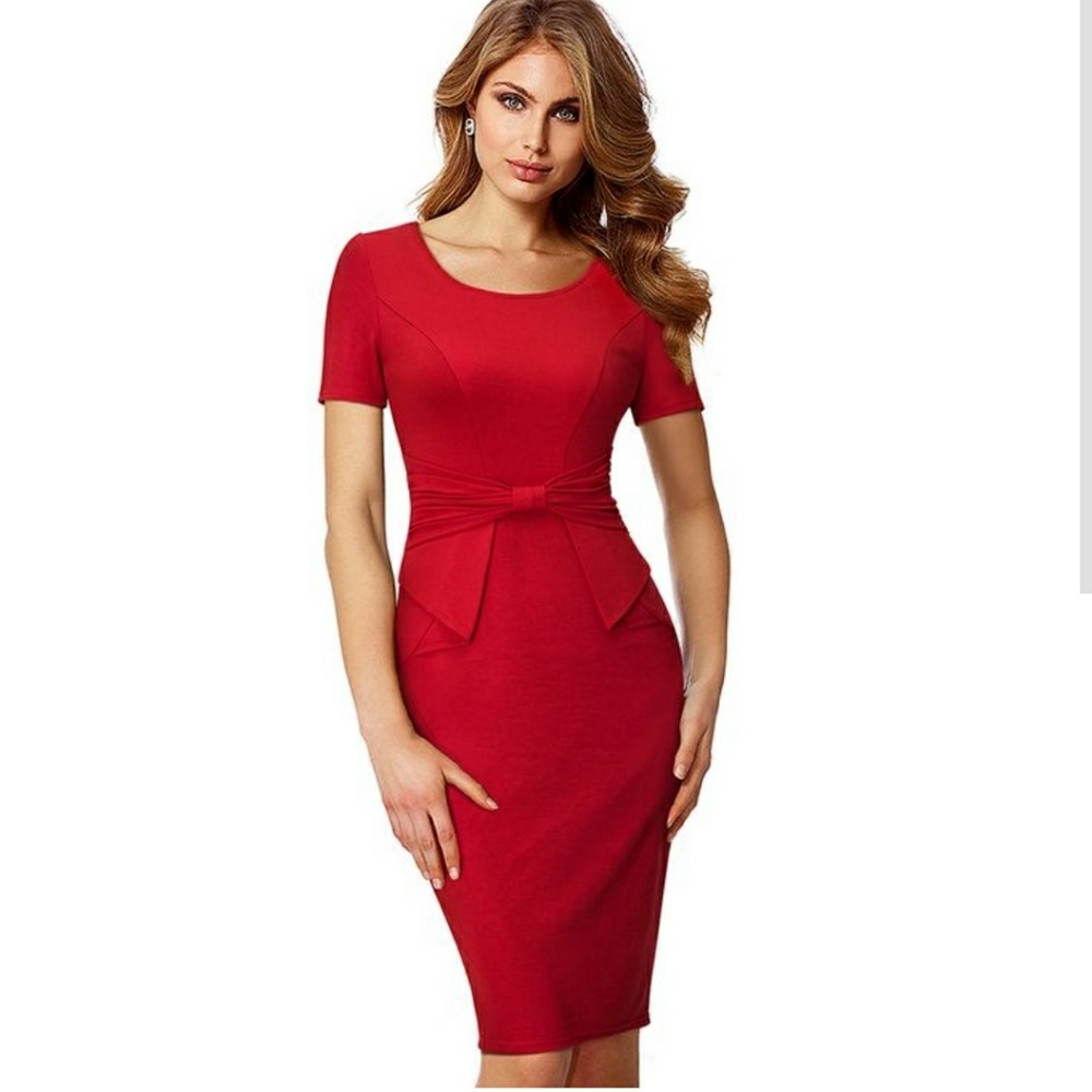 Classy Red, Tie-Waist Dress